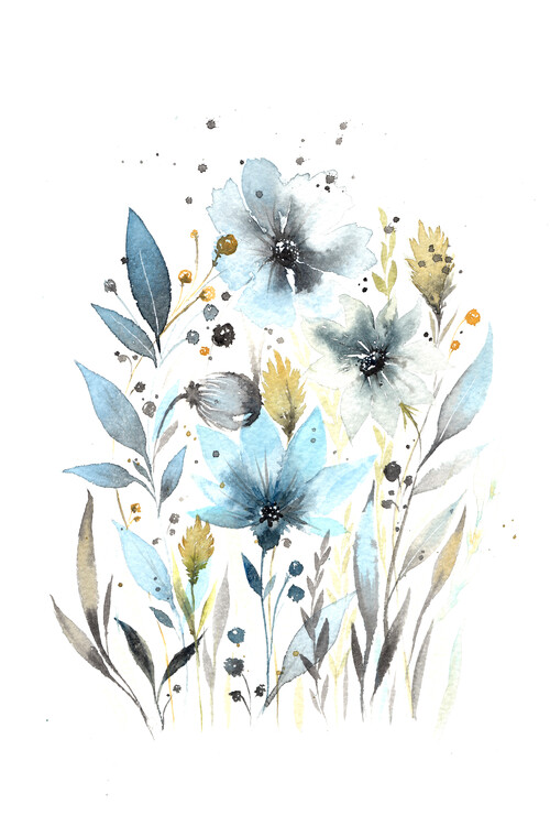 Plagát Esther Meinl - Delicate turqouise Flowers