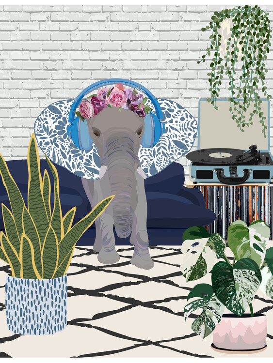 Poster Elephant music and house plants