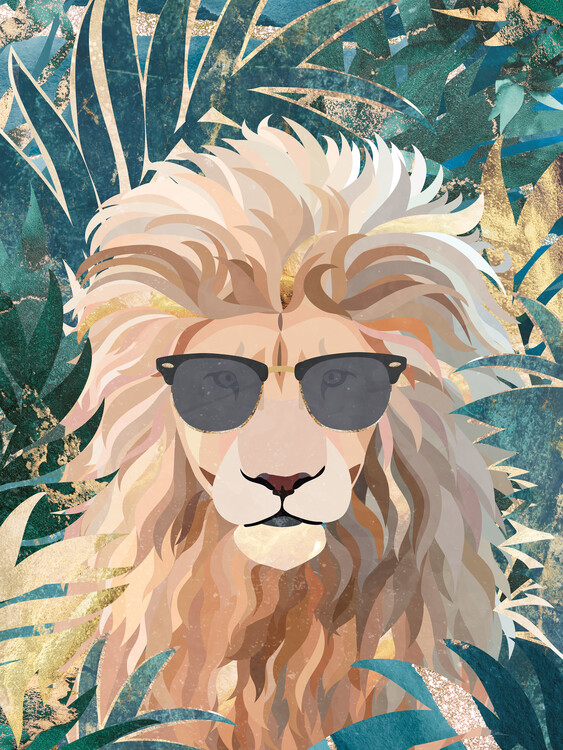 Poster Cool Lion in the jungle