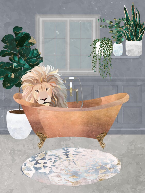 Poster Lion in copper bath