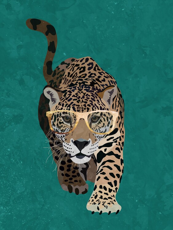 Poster Curious Jaguar Green
