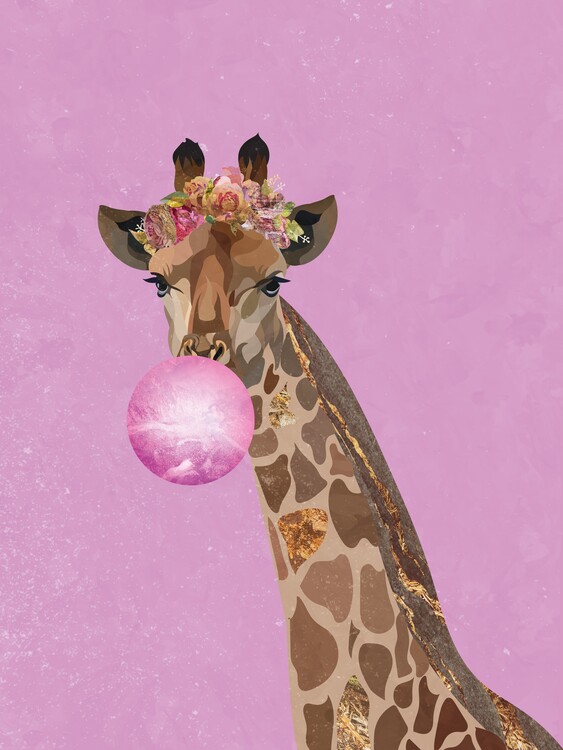 Poster Pink Bubblegum Giraffe
