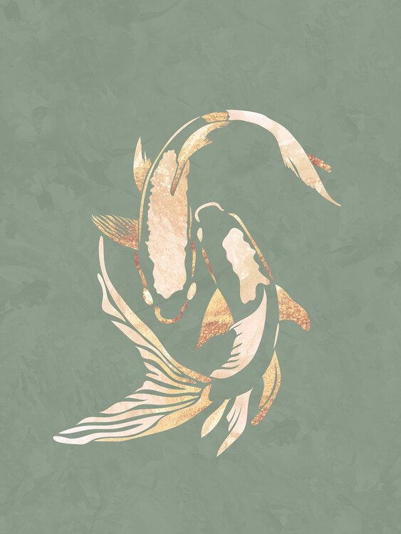 Плакат Sage green gold koi fish 1
