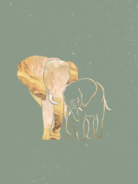 Плакат Sage green elephants 1