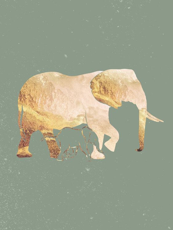 Poster Sage green elephants 2
