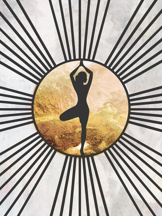 Canvas Print Boho yoga sun gold black
