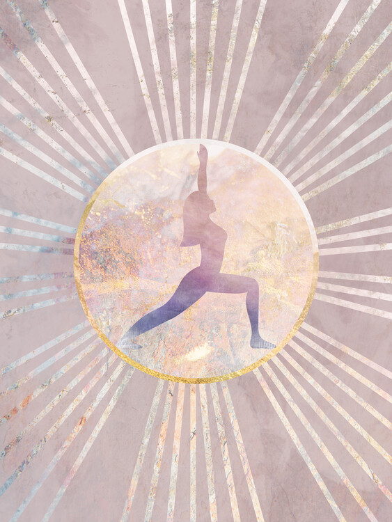 Плакат Boho yoga sun gold marble