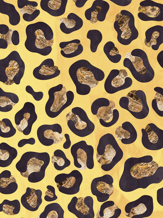 Плакат Gold leopard print yellow