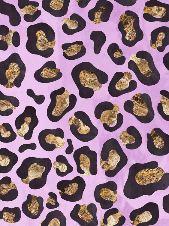 Плакат Gold leopard print pink
