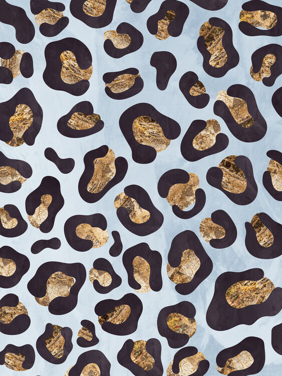 Плакат Gold leopard blue