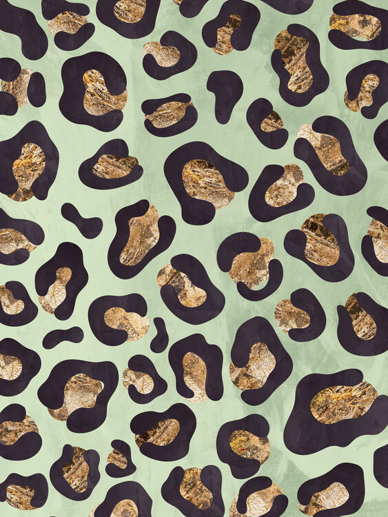 Плакат Gold leopard green