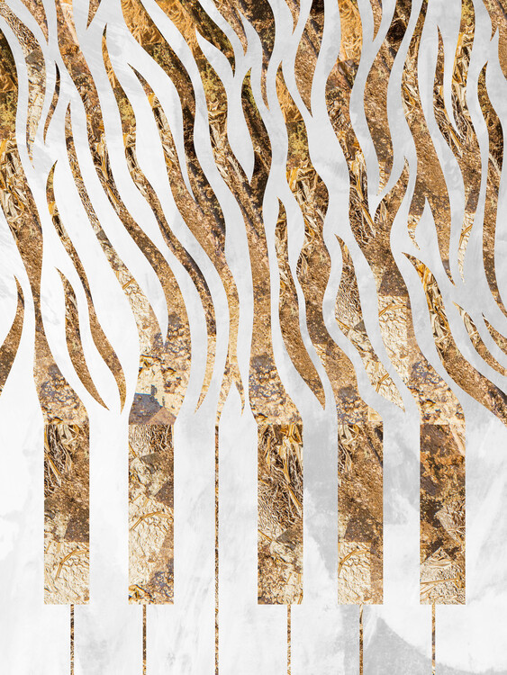 Poster Gold zebra piano