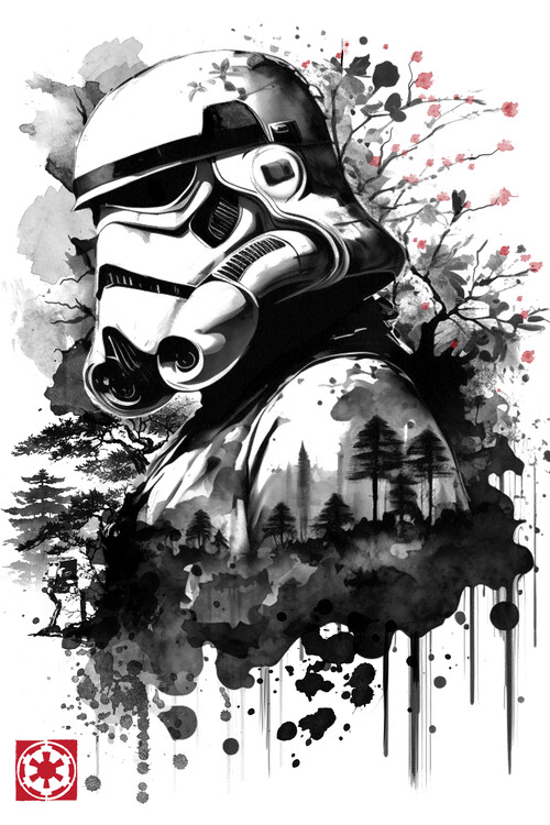 Poster Trooper in the Forest sumi-e