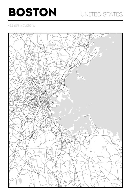 Canvas Print Boston Map