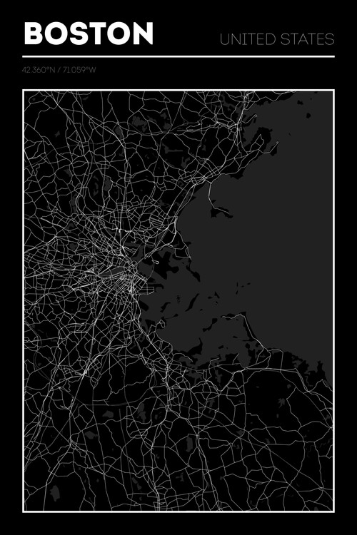 Canvas Print Boston Map