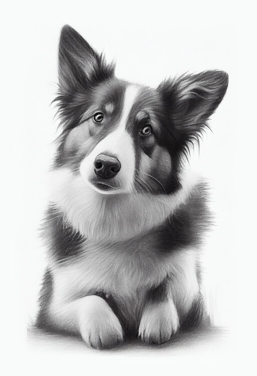 Плакат Drawing of a portrait of a dog