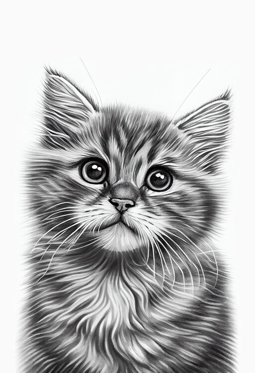 Juliste Drawing of a portrait of a cat