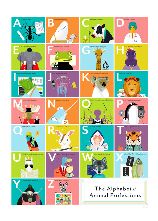 Poster The Alphabet of Animal Professions