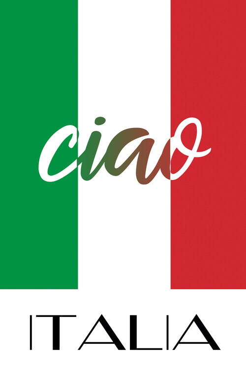 Плакат Ciao ITALIA: 'The Iconic Greeting on Tricolor Flag of Italy'