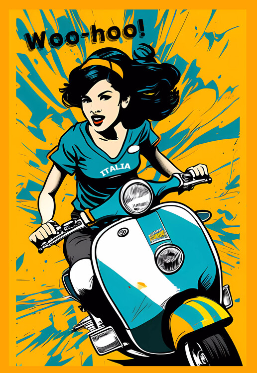 Плакат Woo-hoo! ITALIA : Live the Joyful Street Art on a Scooter