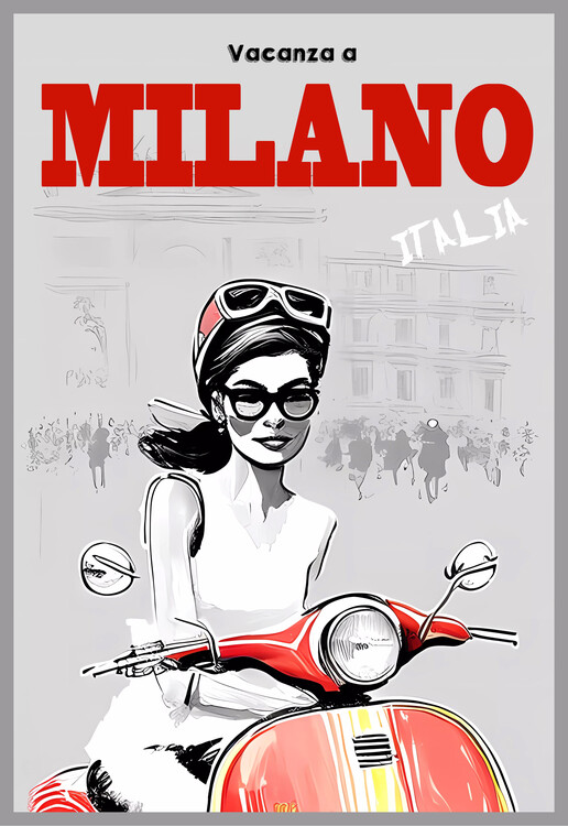 Poster MILANO - Italia:  Live a Scooter holidays in MILAN - Italy