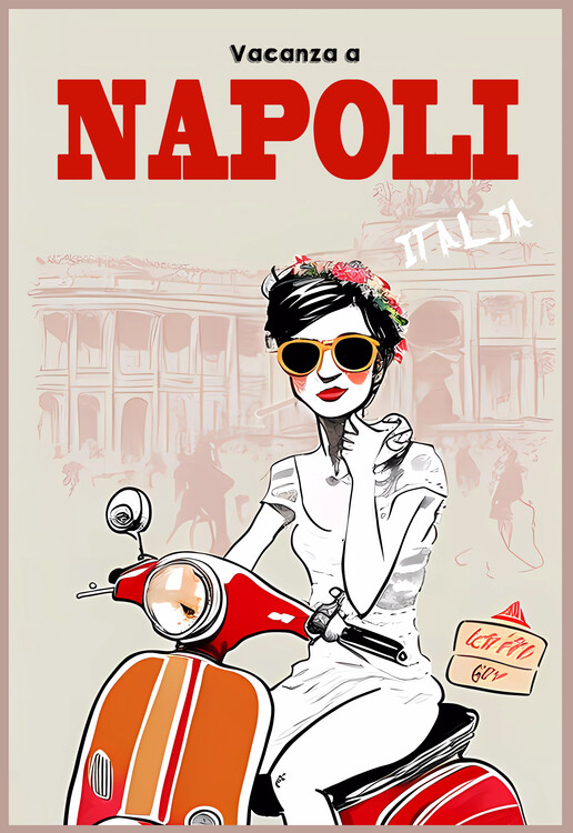 Poster NAPOLI - Italia:  Live a Scooter holidays in NAPLES - Italy