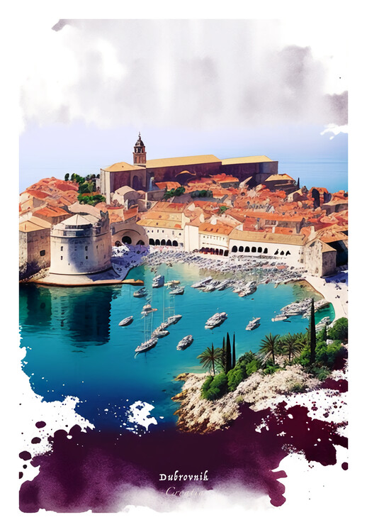 Poster DUBROVNIK - Croatia - The City of Red Roofs and Azure Waters