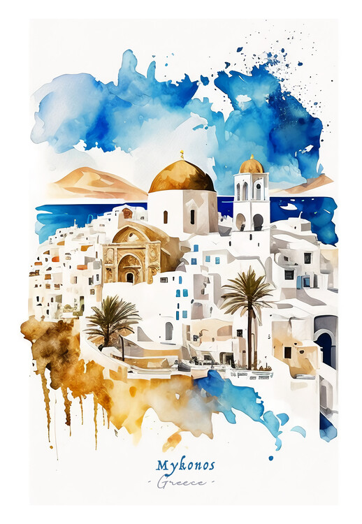 Poster MYKONOS - Greece - The Island of Sun, Sand and Style