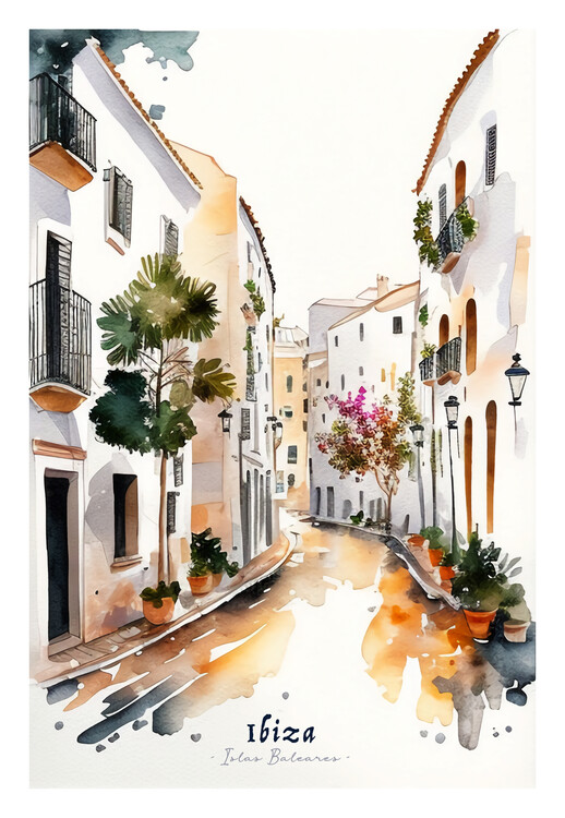 Poster IBIZA - Spain - White Island's Streets