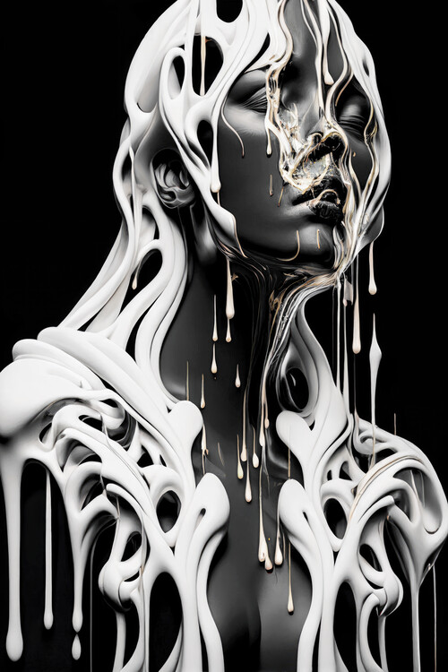 Póster Dripping white paint woman