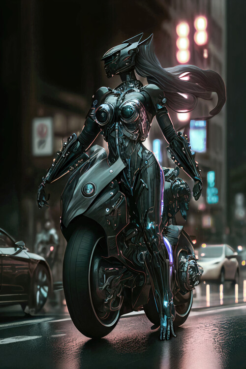 Poster Futuristic motorcyclist