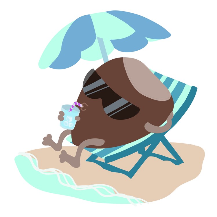 Плакат Castaña tomando el sol en la playa