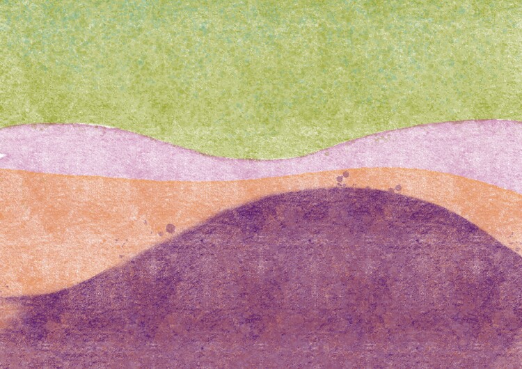 Плакат Paisaje abstracto franjas de colores de acuarela