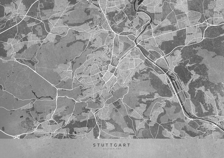Poster Map of Stuttgart Germany in vintage grey