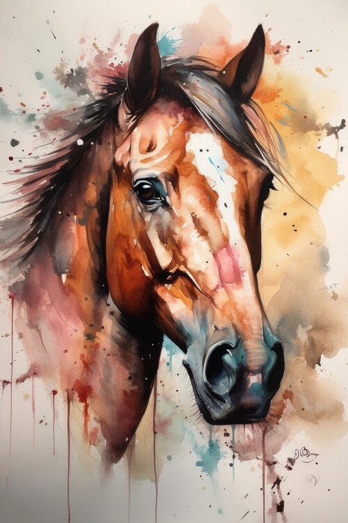 Poster Watercolor horse portrait