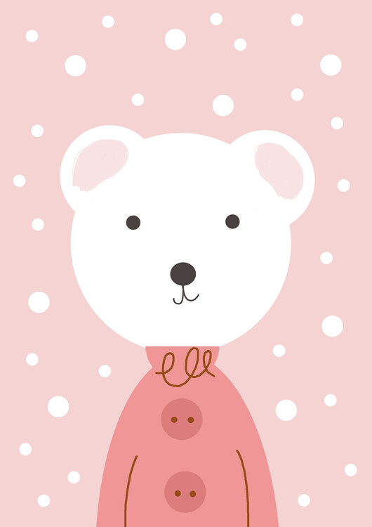 Plakát Snow Bear in Pink Coat