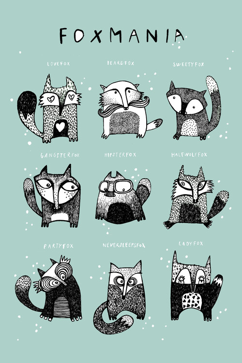 Póster Lea Schulze - Foxmania Turquoise