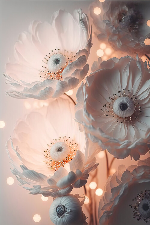 Poster Glowing Patel Pink Flowers