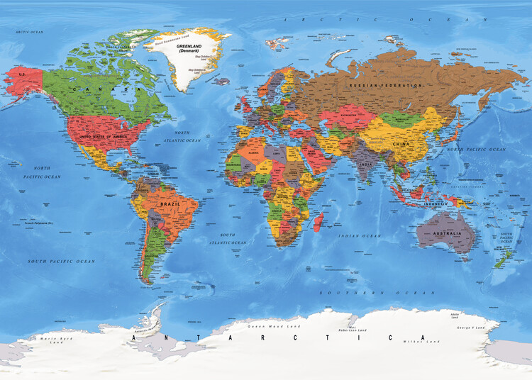 Poster Detailed political world map