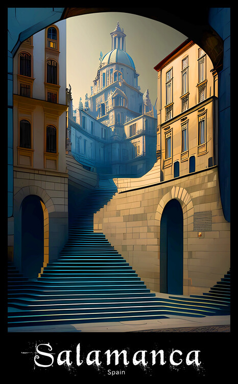 Plakat SALAMANCA - Spain - Ilustrated walk through cobbled streets