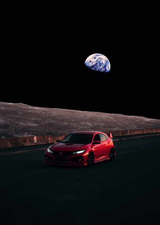 Poster Civic Driving On Moon