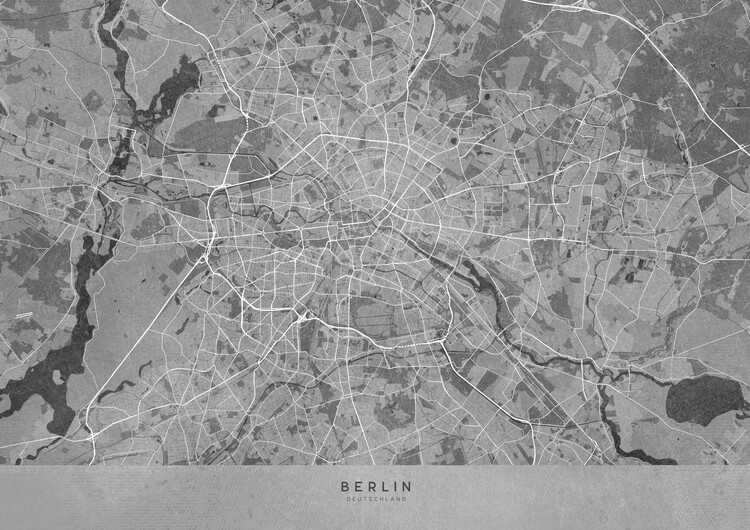 Canvastavla Gray vintage map of Berlin area