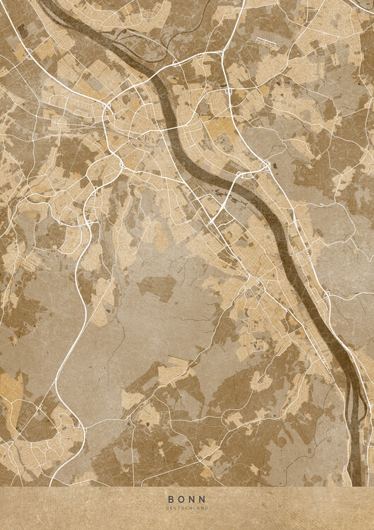 Poster Sepia vintage map of Bonn Germany