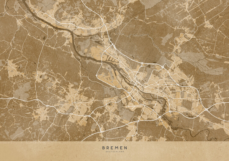 Poster Sepia vintage map of Bremen Germany