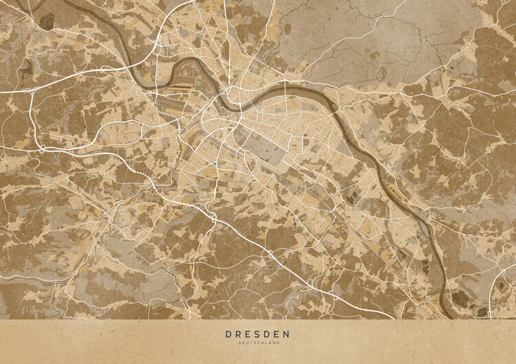 Poster Sepia vintage map of Dresden Germany