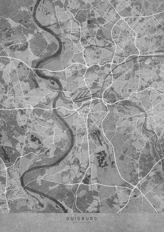Poster Gray vintage map of Duisburg Germany