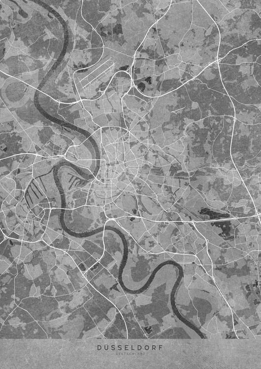 Poster Gray vintage map of Düsseldorf Germany