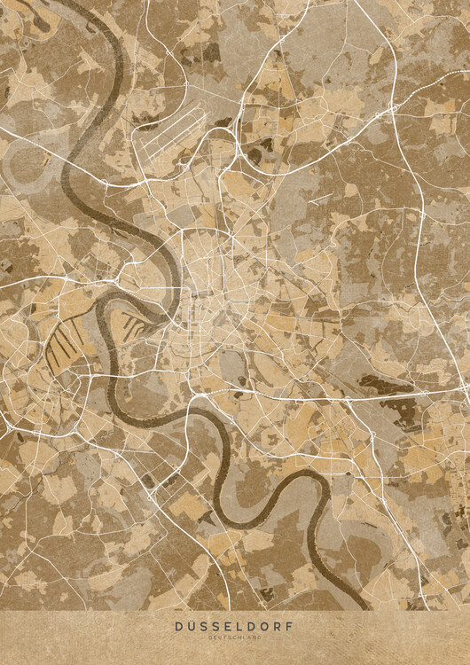 Poster Sepia vintage map of Düsseldorf Germany