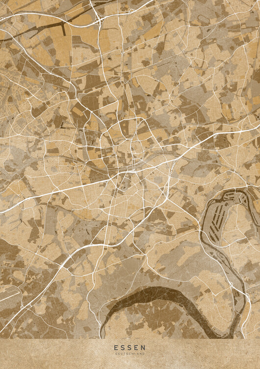Poster Sepia vintage map of Essen Germany