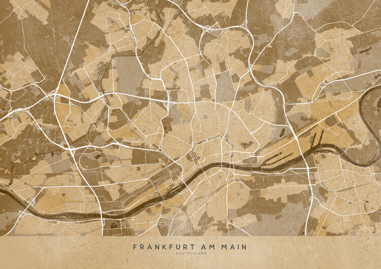 Poster Sepia vintage map of Frankfurt Germany